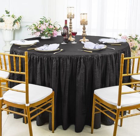 Round Ruffled Crushed Taffeta Tablecloth with Skirt