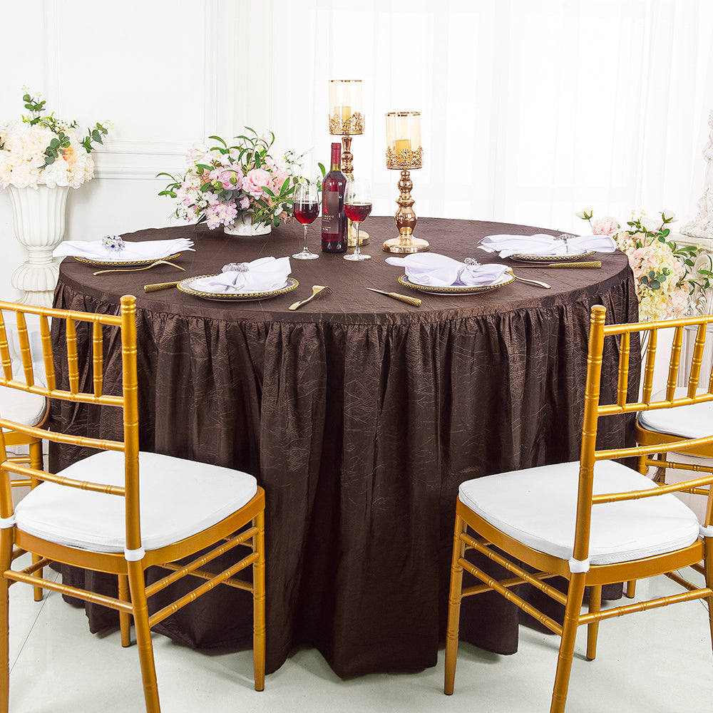 Round Crushed Taffeta Tablecloth With Skirt