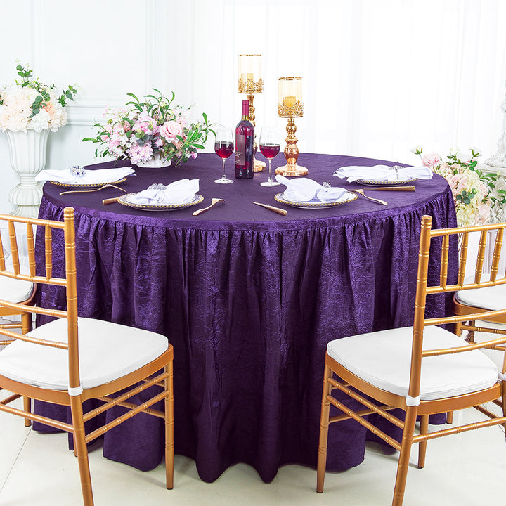 Round Ruffled Crushed Taffeta Tablecloth with Skirt