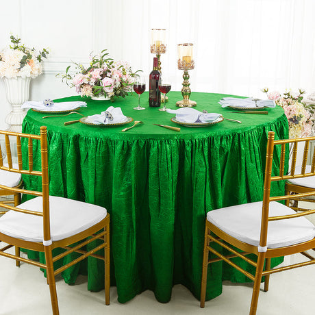 Round Ruffled Crushed Taffeta Tablecloth with Skirt