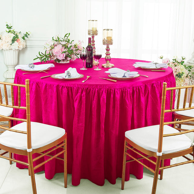 Round Crushed Taffeta Tablecloth With Skirt