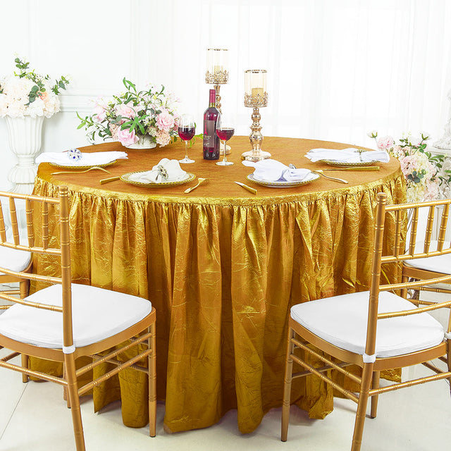 Round Crushed Taffeta Tablecloth With Skirt