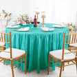 Round Crushed Taffeta Tablecloth With Skirt 60 Pool Blue