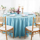 Round Ruffled Crushed Taffeta Tablecloth with Skirt