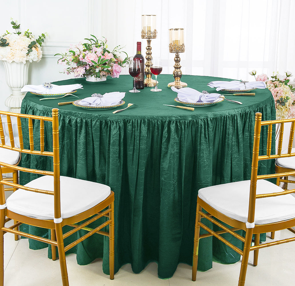 Round Fitted Crushed Taffeta Tablecloth With Skirt