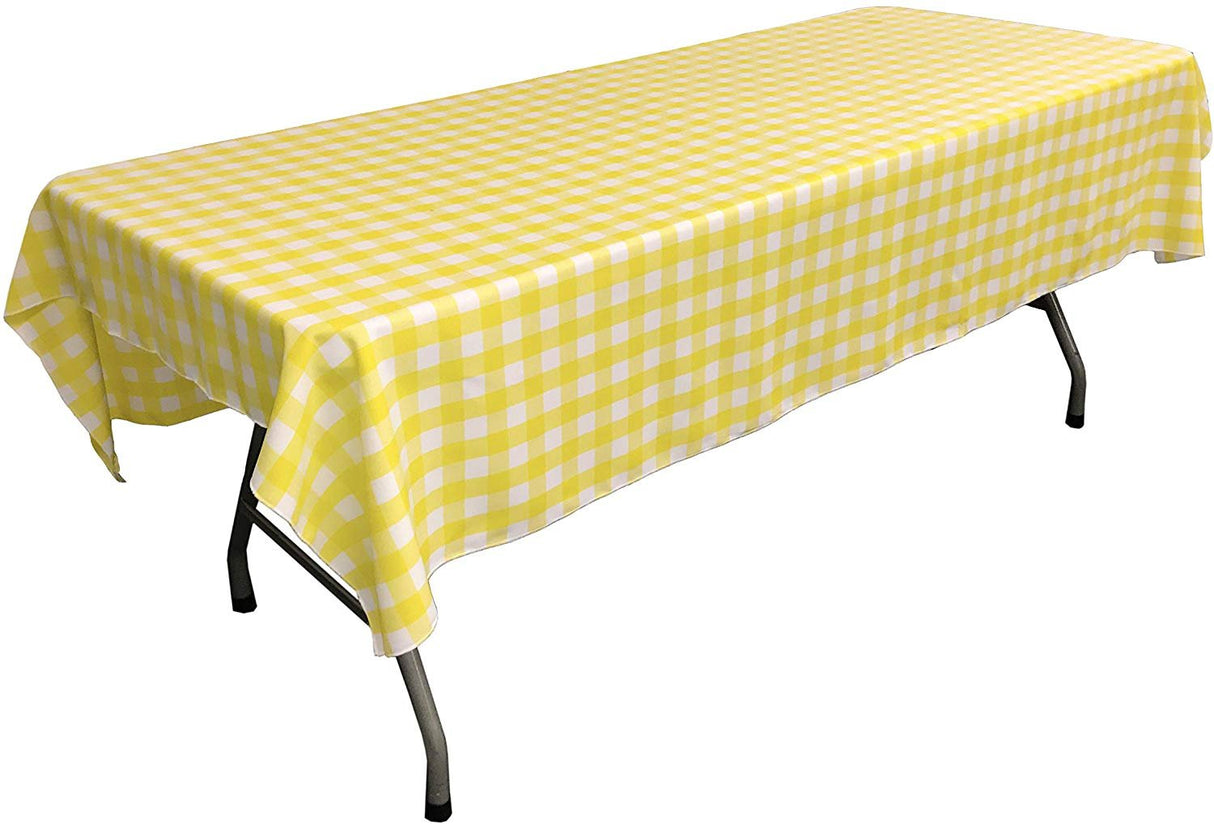 Rectangular Polyester Poplin Fabric - Gingham Checkered, 60" Wide x 108" Long (1 Tablecloth)