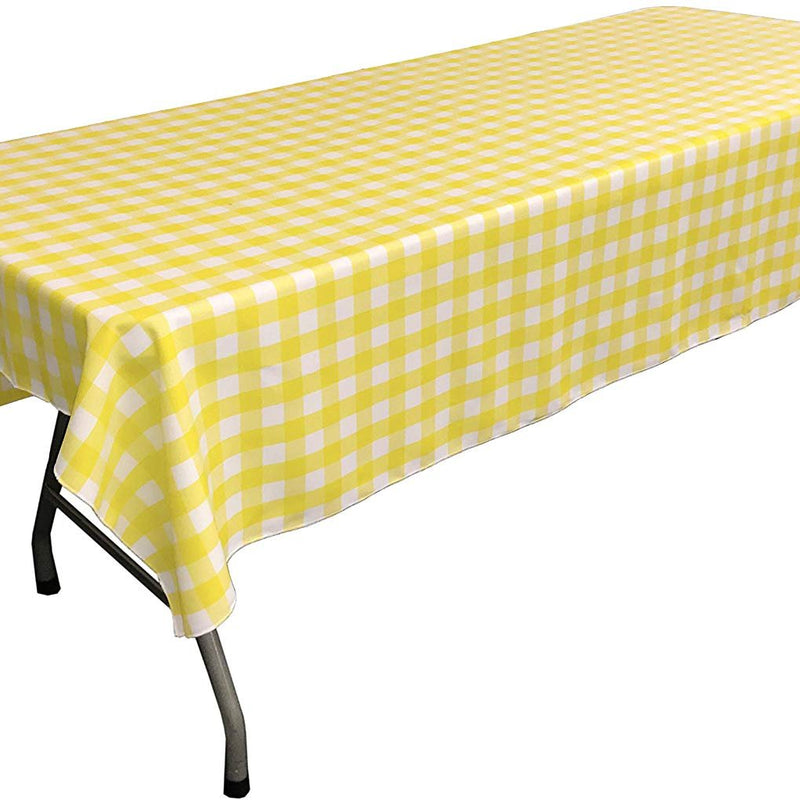 Rectangular Polyester Poplin Gingham Checkered Tablecloth - White And Red, 60" Wide x 72" Long (1 Tablecloth)
