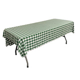 Rectangular Polyester Poplin Gingham Checkered Tablecloth - White & Red, 60" Width x 90" Length (1 Piece)