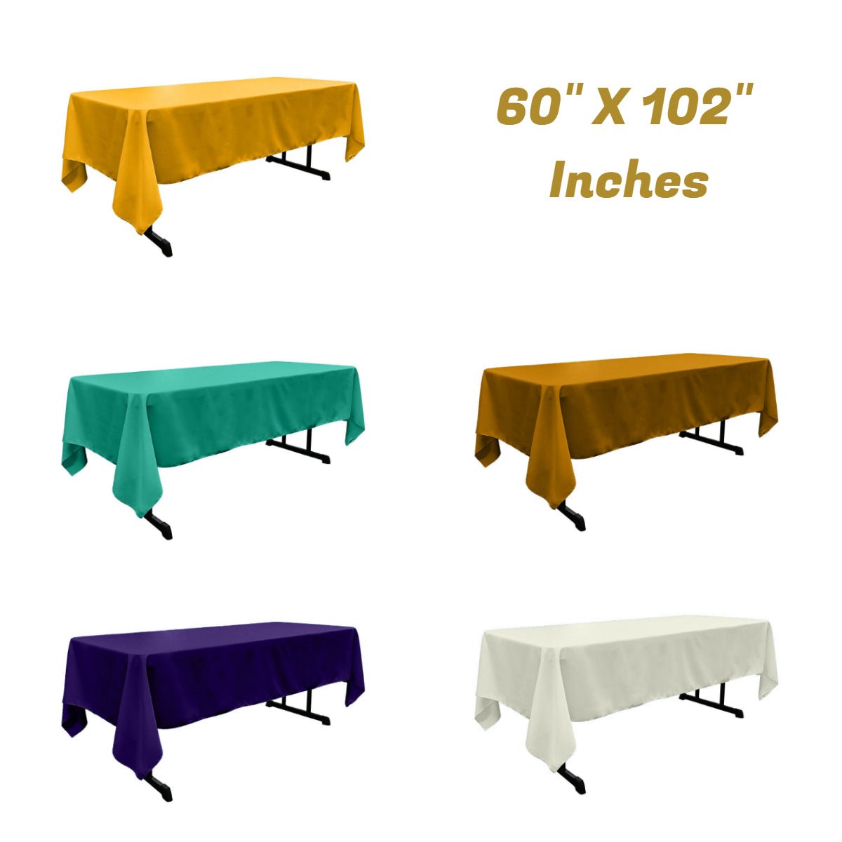 Polyester Poplin Fabric - Rectangular Tablecloth, 60" X 102", Seamless, Serged Edge (1 Piece)