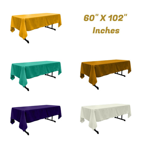 Polyester Poplin Fabric - Rectangular Tablecloth, 60" X 102", Seamless, Serged Edge (1 Piece)