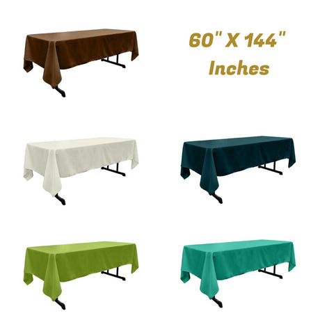 Polyester Poplin Fabric - Rectangular Tablecloth, 60" X 144", Color Options (1 Piece)