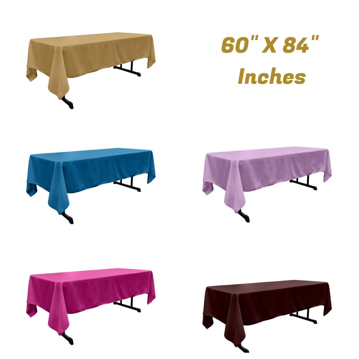 Rectangular Polyester Poplin Fabric - 60" X 84", Seamless, Serged Edge, Multiple Colors (1 Piece)