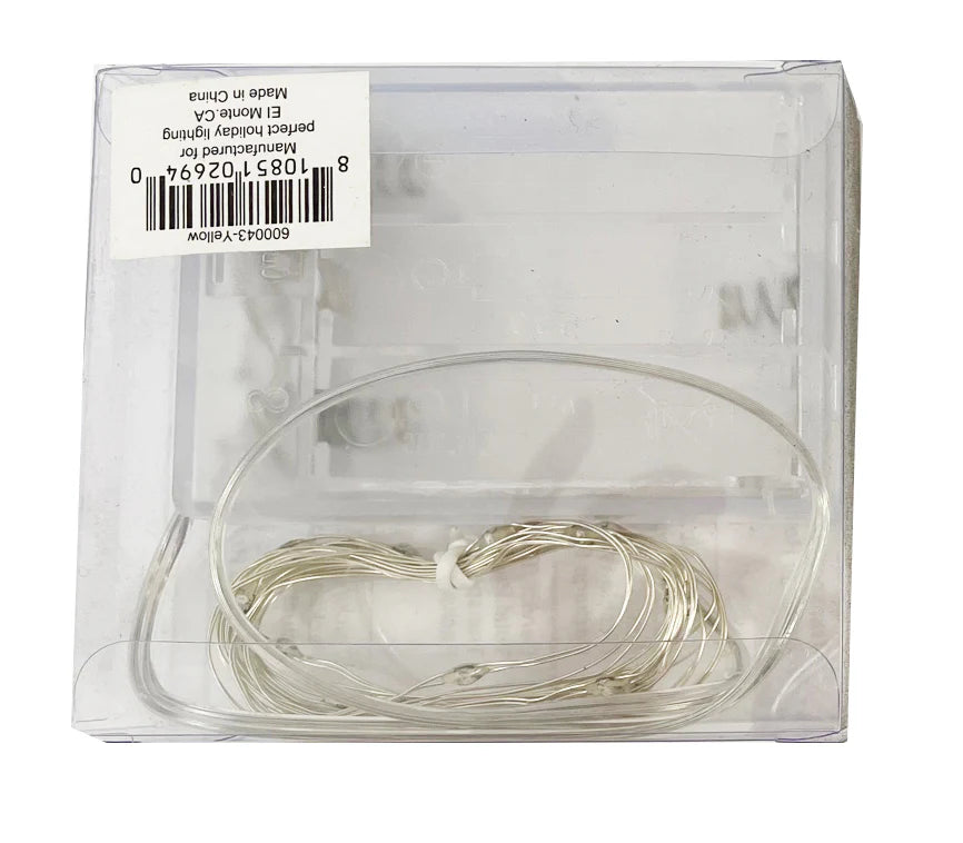 20 LED Copper String Light Battery Operated – Yellow