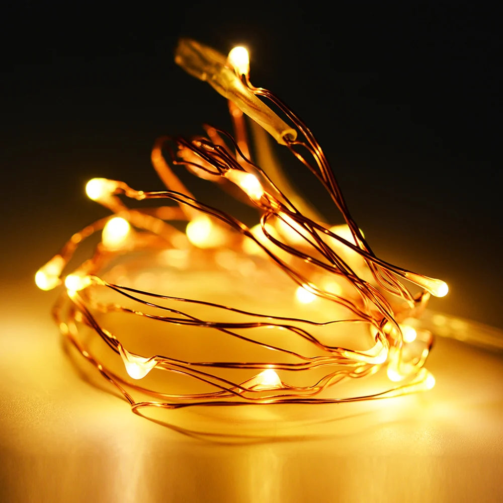 20 LED Copper String Light Battery Operated - Yellow