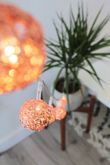 Rose Gold Woven Copper Ball String Lights – Battery Operated