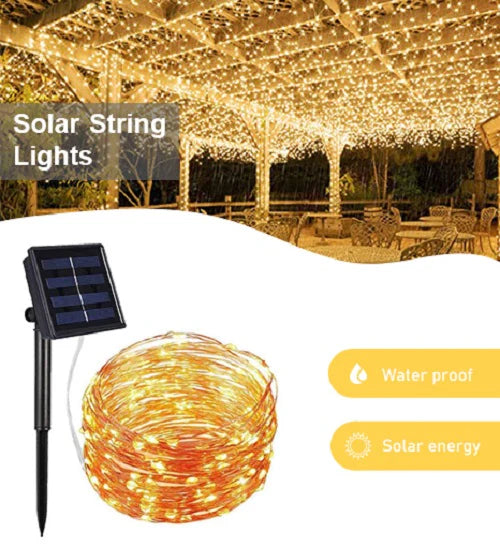 Solar Powered 100 LED Copper Wire Fairy Light – 32 ft