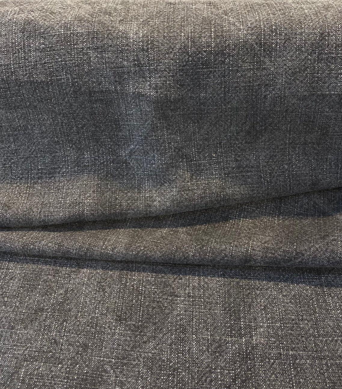 Belgian Linen Drifter Gotham Black Linen Fabric - Shabby Chic, 56" Width (By The Yard)