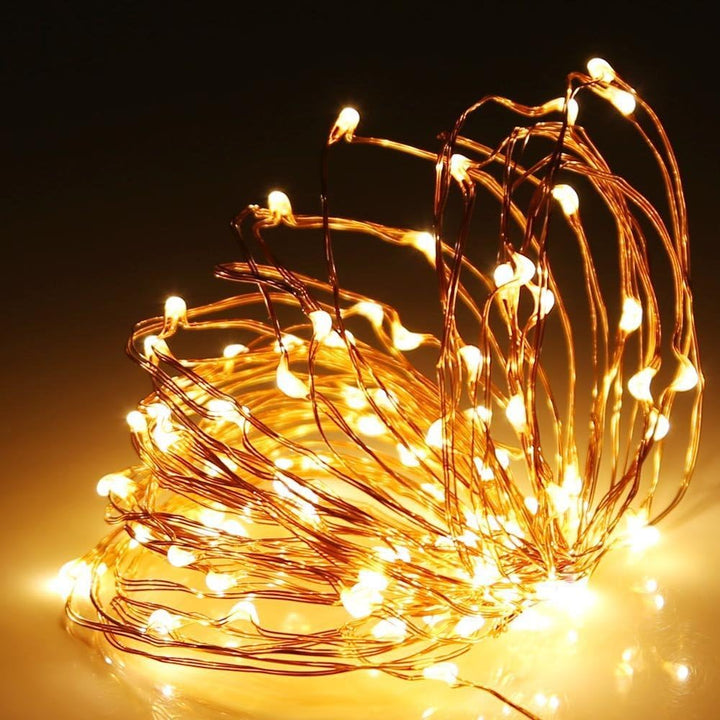 2 Pack Solar Powered 100 LED Copper Wire Fairy Light 32'