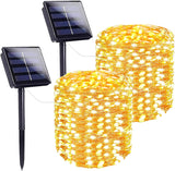 2 Pack Solar Powered 100 LED Copper Wire Fairy Light 32'