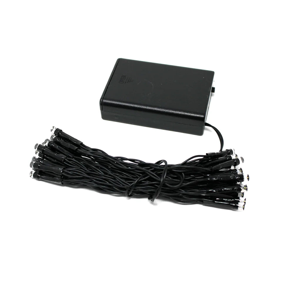 30 LED String Light – Battery Operated, Black Wire, Purple