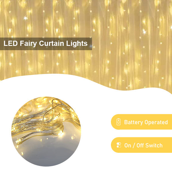 12pcs 48L Warm White LED Curtain Lights 60cm x 120cm