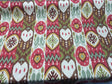 Tribal Print Cotton Linen Fabric - Red, Green, Gold Tribal Print, 60" Width (1 Yard)