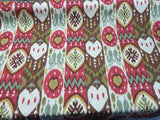 Tribal Print Cotton Linen Fabric - Red, Green, Gold Tribal Print, 60" Width (1 Yard)