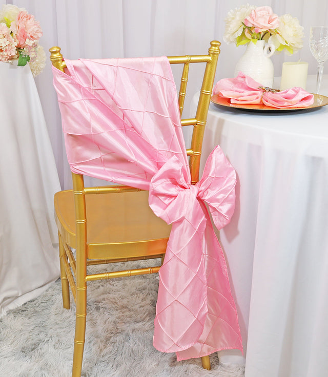 Pintuck Taffeta Chair Sashes Pink 9.5x108