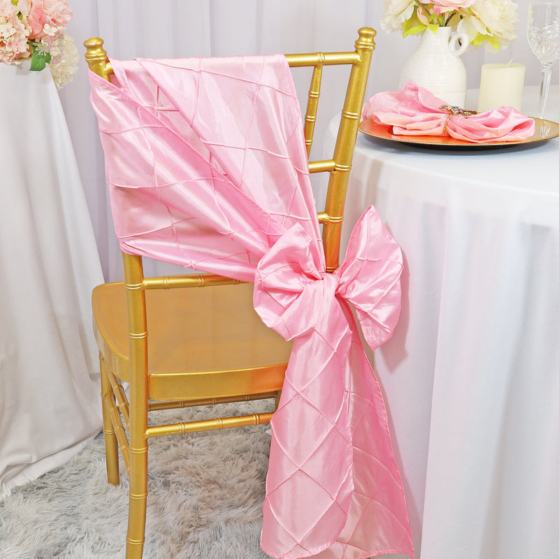 Pintuck Taffeta Chair Sash Pink 9.5x108