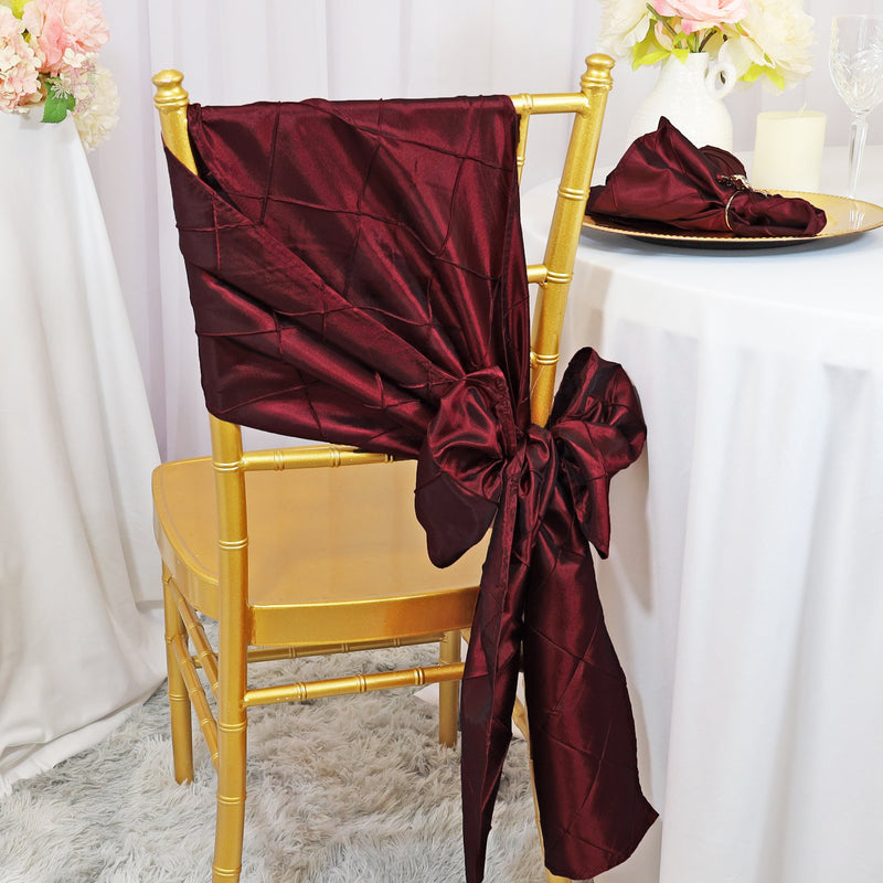 Pintuck Taffeta Chair Sash Burgundy