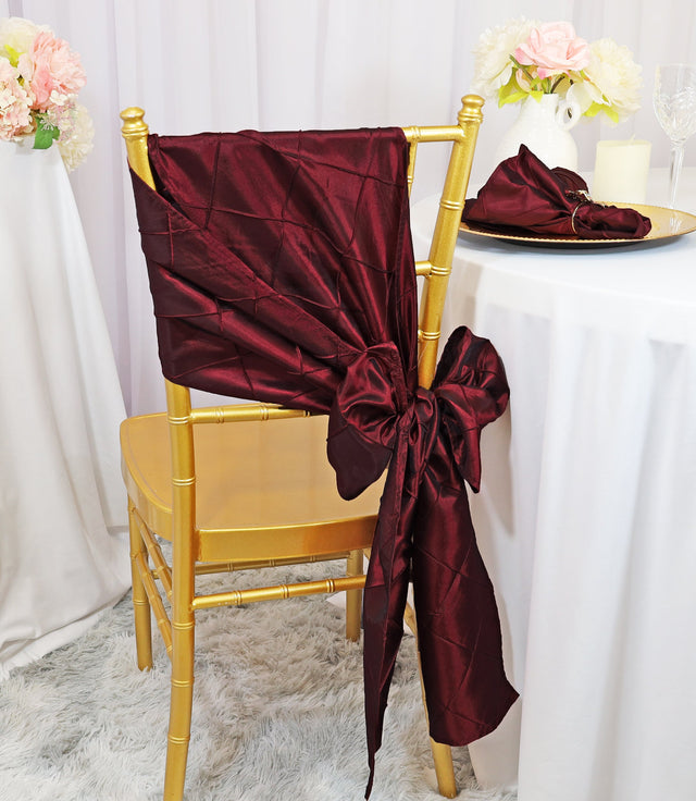 Pintuck Taffeta Chair Sash Burgundy