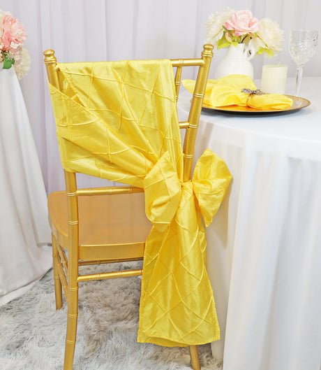 Pintuck Taffeta Chair Sash Canary Yellow