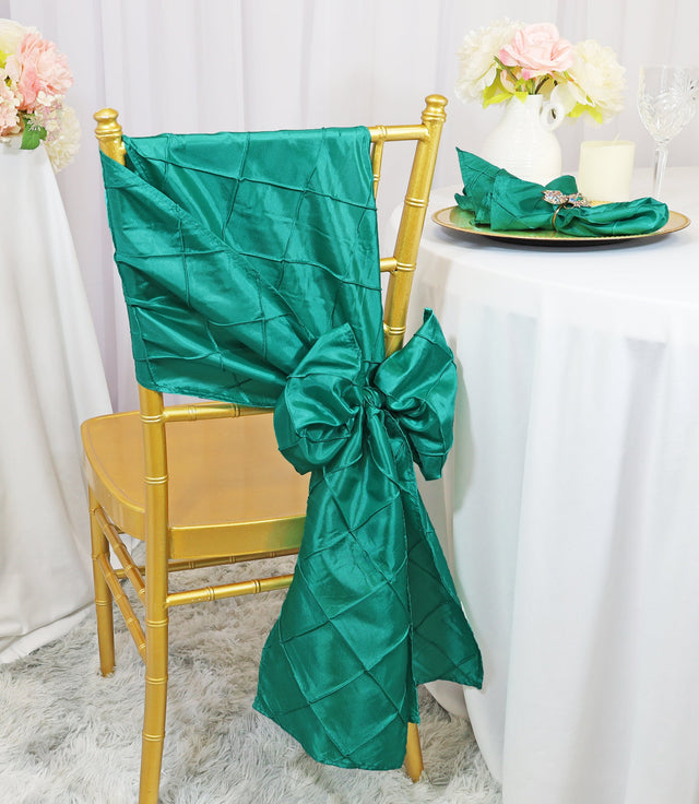 Pintuck Taffeta Chair Sashes Jade 9.5x108