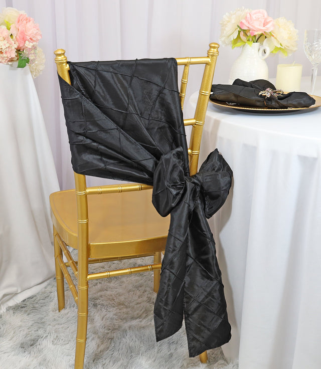 Pintuck Taffeta Chair Sash 9.5x108 Black