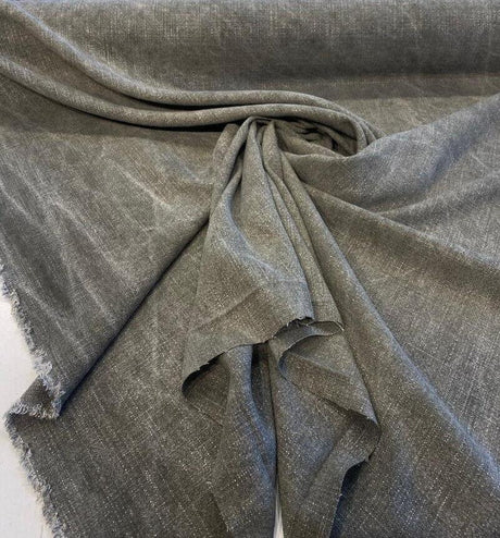 Belgian Linen Drifter Moss Linen Fabric - Moss, Shabby Chic, 56" Width (1 Yard)