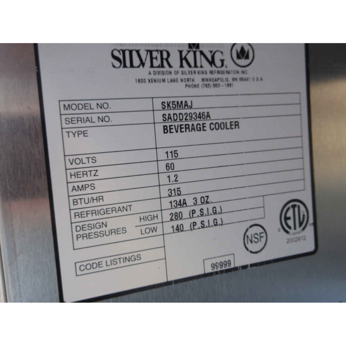 Silver King SK5MAJ Milk Dispenser, Used Excellent Condition