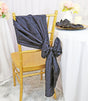 Pintuck Taffeta Chair Sashes 9.5x108 Pewter/Charcoal