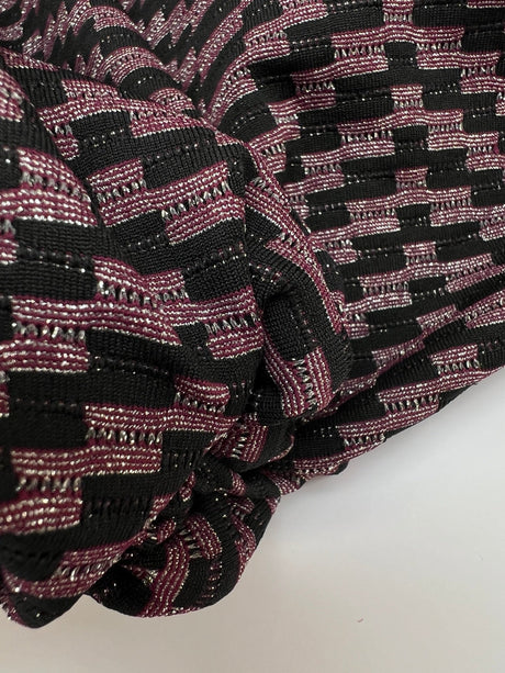 Lurex Knitted Blend Ribbed Silver Red Black