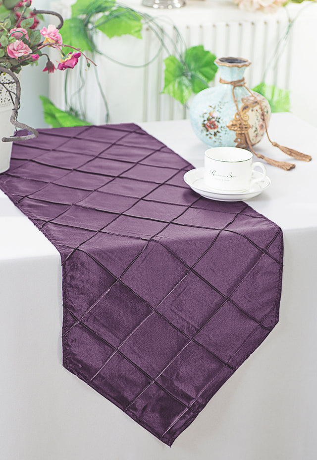 Pintuck Taffeta Table Runner 13x108 Wisteria