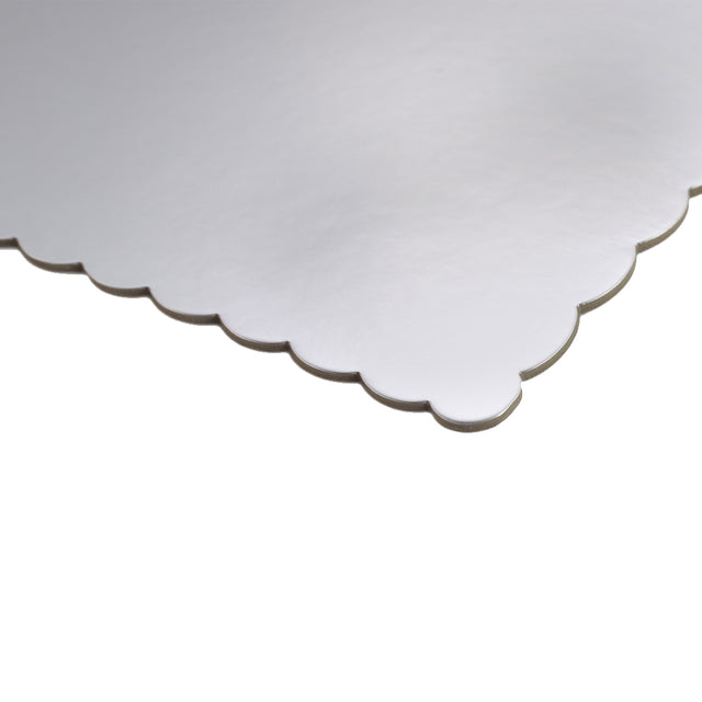 O'Creme Silver Scalloped Log Cake Board, 11.25" x 6.5" - Pack of 25