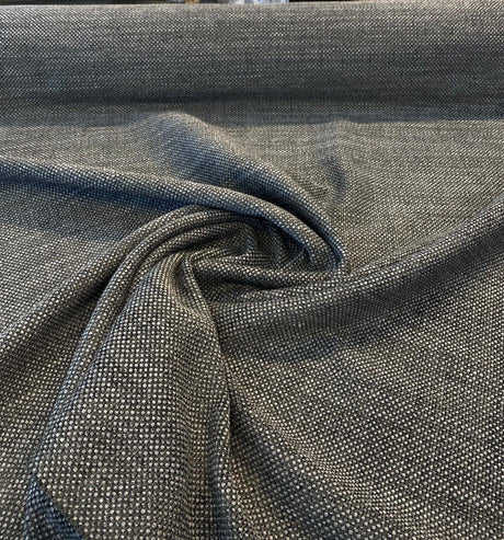 Gemma Black Carbon Fiber Italian Chenille Fabric - Black With Gray Hint, 56" Width (1 Yard)