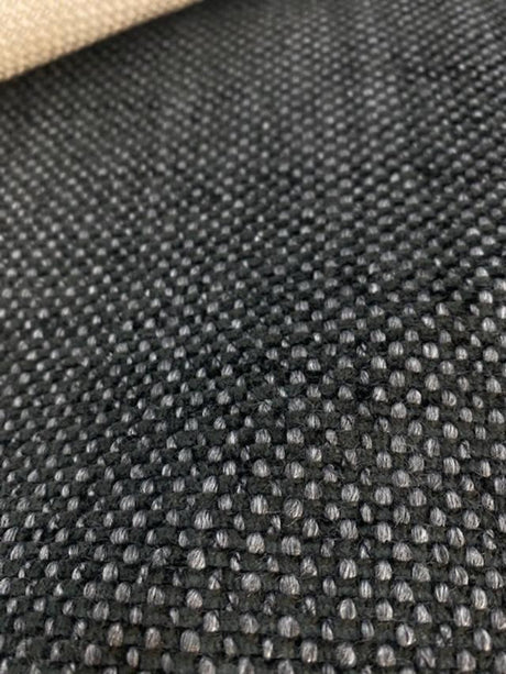Gemma Black Carbon Fiber Italian Chenille Fabric - Black With Gray Hint, 56" Width (1 Yard)