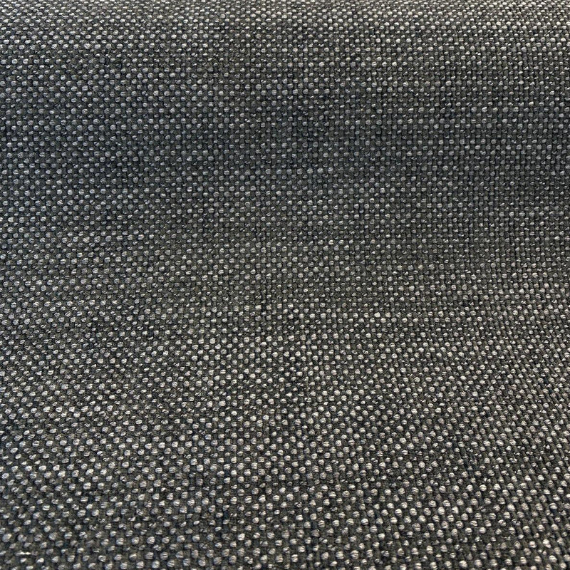 Gemma Black Carbon Fiber Italian Chenille Fabric - Black With Gray Hint, 56" Width (1 Yard)