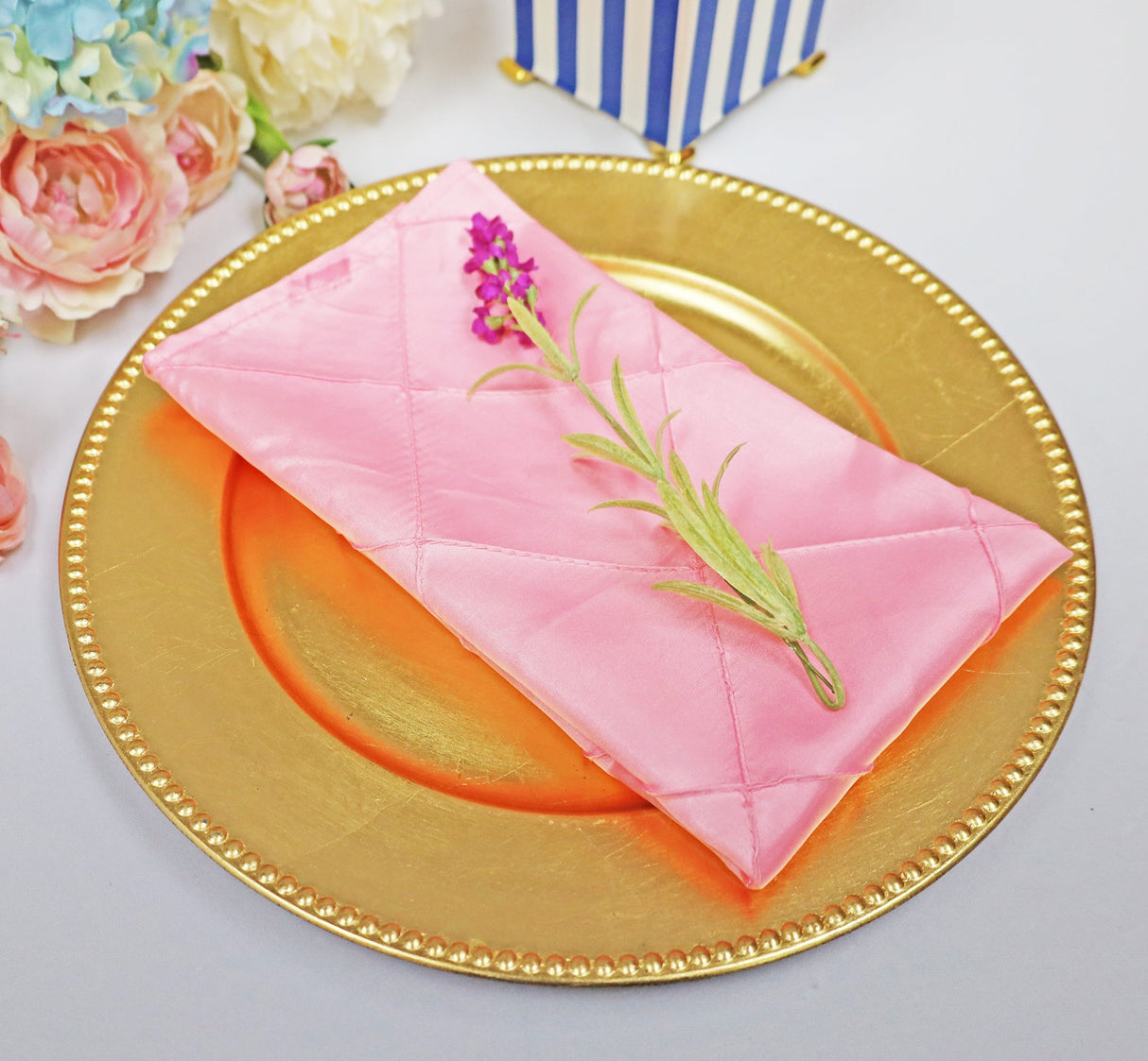 Pintuck Taffeta Cloth Dinner Napkins 20x20 Pink