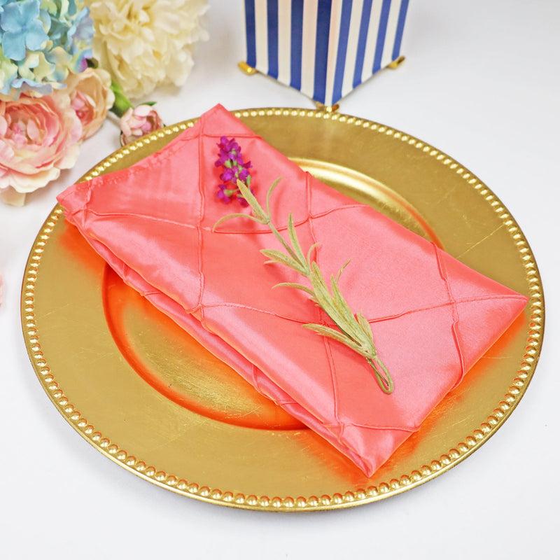 Pintuck Taffeta Dinner Napkin Sample 20x20 Coral