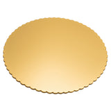 O'Creme Gold Round Scalloped Cake Boards, 12" Diameter - Pack of 25