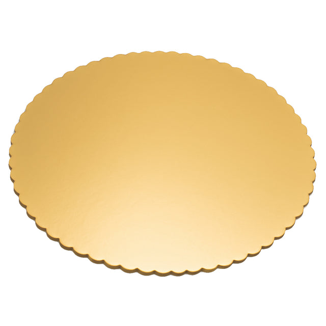O'Creme Gold Round Scalloped Cake Boards, 12" Diameter - Pack of 25