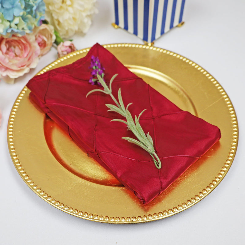 Pintuck Taffeta Cloth Dinner Napkins 20x20 Apple Red