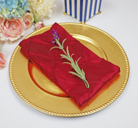 Pintuck Taffeta Cloth Dinner Napkins 20x20 Apple Red