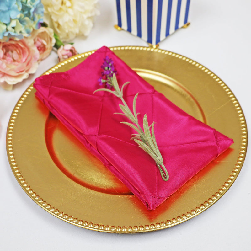 Pintuck Taffeta Cloth Dinner Napkins 20x20 Fuchsia